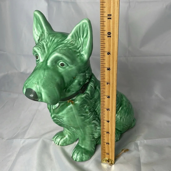 VINTAGE Sylvac Green Terrier Sitting Dog Figurine Made in England * Damaged  * - Picture 13 of 16